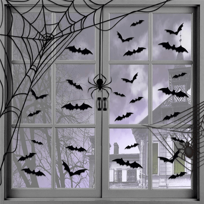 Lisslune | 3D Bat Wall Decals – Halloween Decoration Set for Walls & Parties