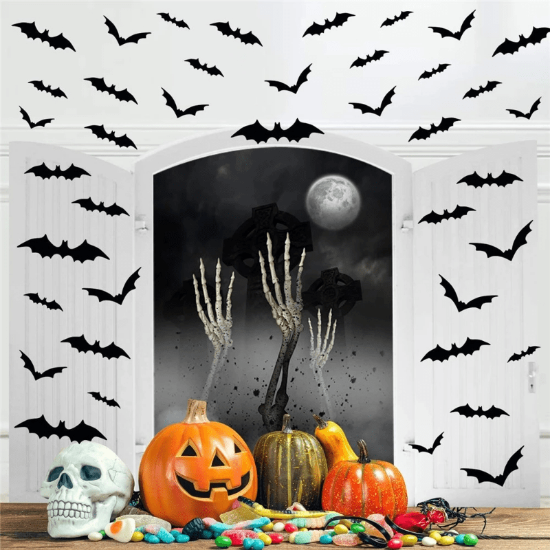 Lisslune | 3D Bat Wall Decals – Halloween Decoration Set for Walls & Parties