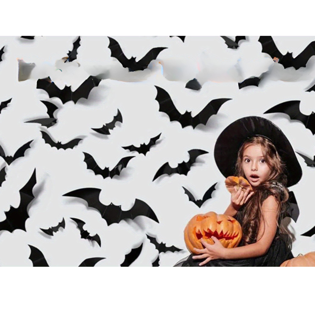 Lisslune | 3D Bat Wall Decals – Halloween Decoration Set for Walls & Parties