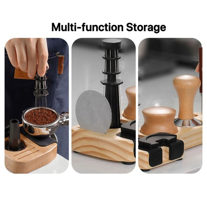 Lisslune | Walnut Espresso Tamper Station Coffee Bar Stand