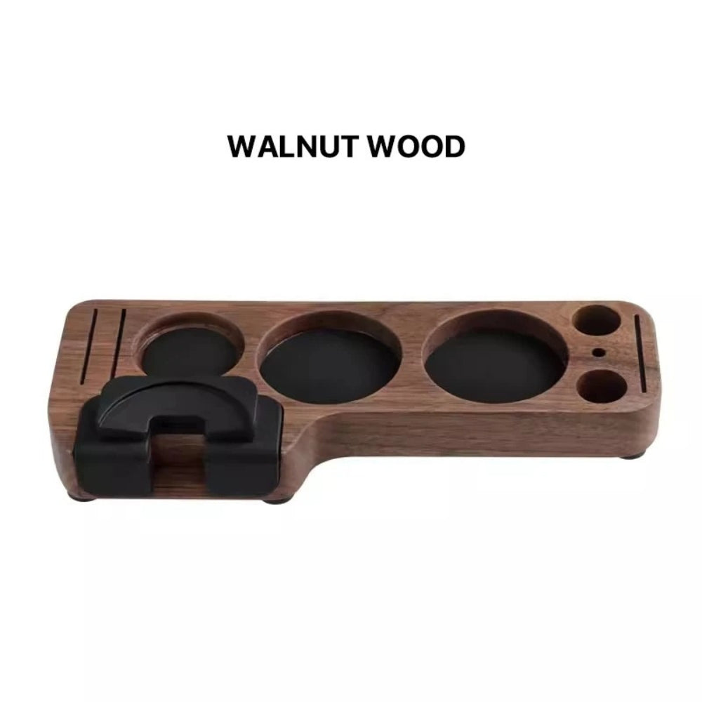 Lisslune | Walnut Espresso Tamper Station Coffee Bar Stand