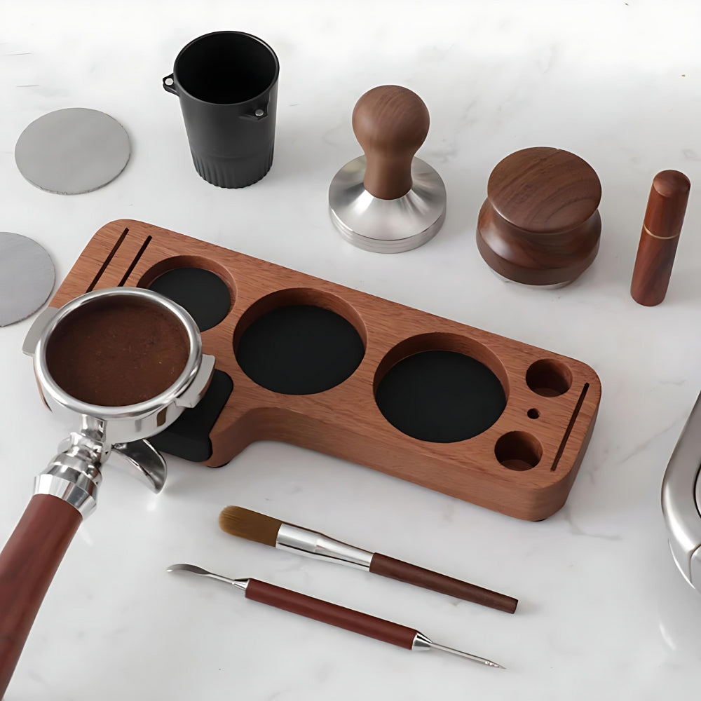 Lisslune | Walnut Espresso Tamper Station Coffee Bar Stand