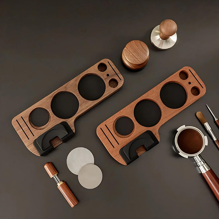 Lisslune | Walnut Espresso Tamper Station Coffee Bar Stand