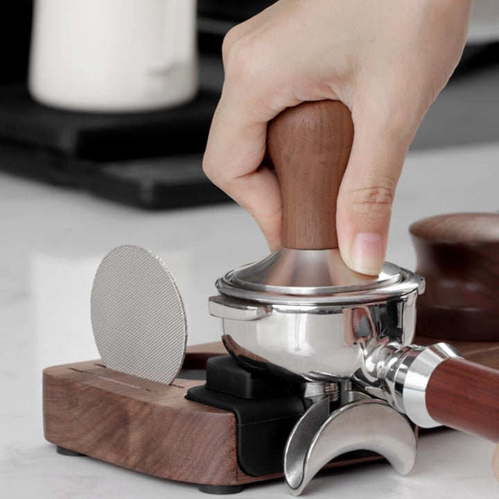 Lisslune | Walnut Espresso Tamper Station Coffee Bar Stand
