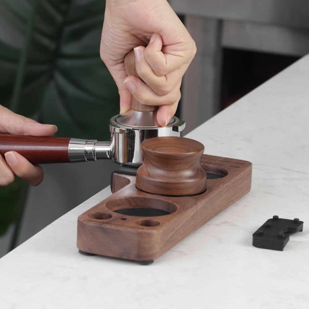 Lisslune | Walnut Espresso Tamper Station Coffee Bar Stand