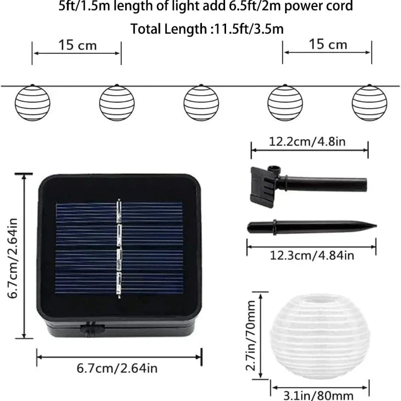 Lisslune | SunShade Solar Lantern String Lights – Weatherproof Outdoor LED Decoration
