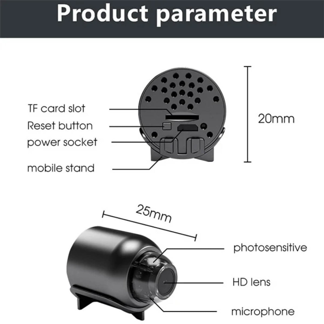 Lisslune | Waterproof HD Mini Camera With Night Vision and Wide Angle Lens IP WiFi 1080P HD 160° Wide Angle