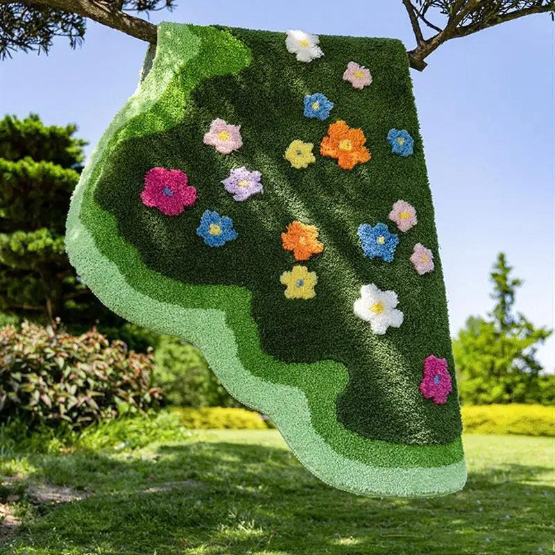 Rynx | Green Blooming Grass Accent Rug