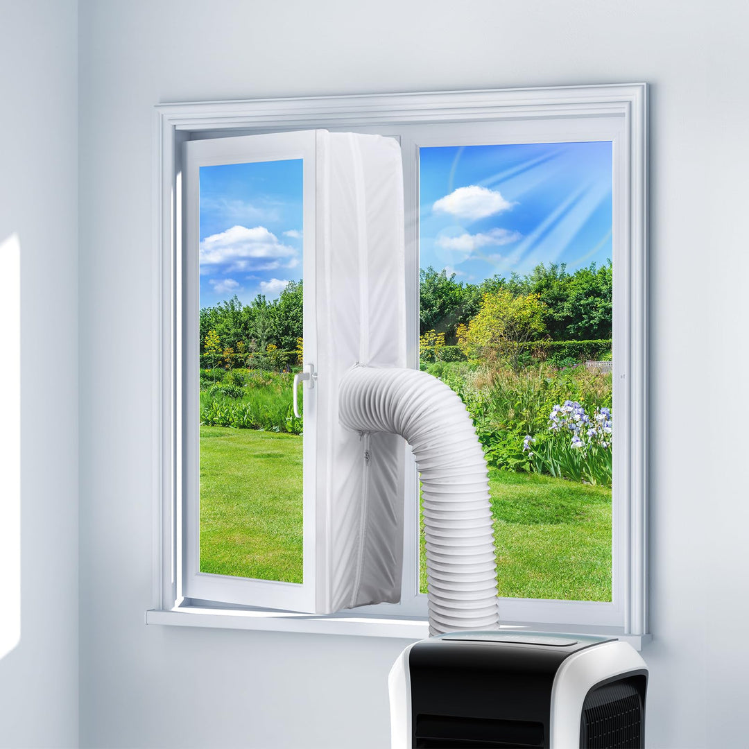 Lisslune | Window Seal for Air Conditioner 500cm, Window Seal for Mobile Air Conditioners with Zipper, Attachment Straps, Adhesive Tape, Suitable for Portable Air Conditioners (Pipe not included)