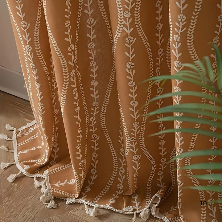 Lisslune | Wheat Pattern Beige Tassel Curtain
