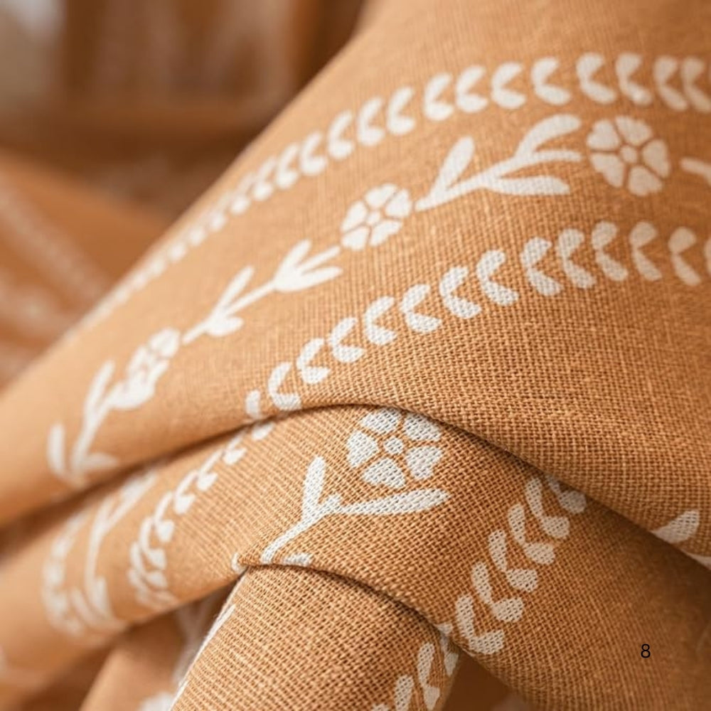 Lisslune | Wheat Pattern Beige Tassel Curtain