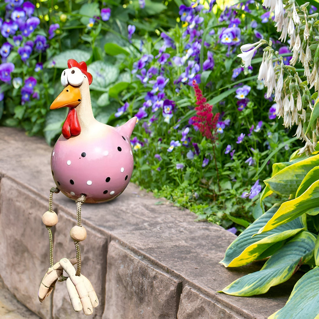 Lisslune | Whimsy Big-Eyed Rooster Garden Statue – Weatherproof Resin Chicken Ornament