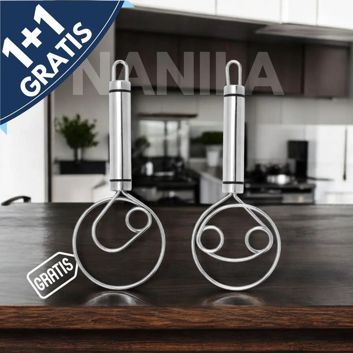 Lisslune | Robust Stainless Steel Danish Dough Whisk – Durable, Ergonomic Design for Versatile Baking & Cooking