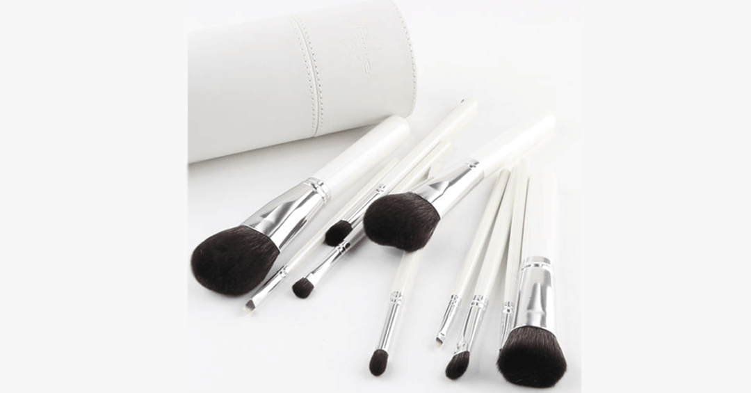 Lisslune | Makeup Brush Set of 10 pieces in round white box – Your favorite makeup companion