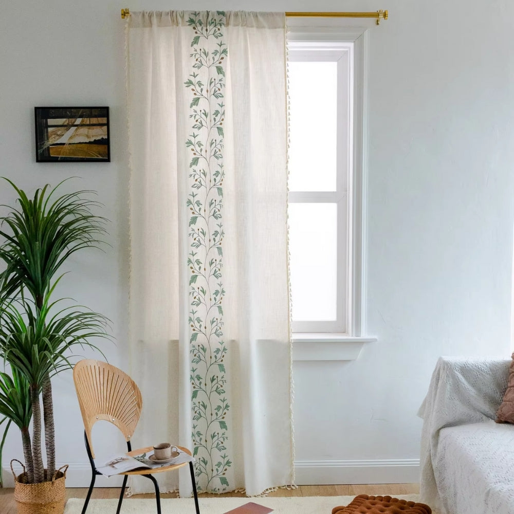 Lisslune | Willow Floral Elegance Tassel Curtain