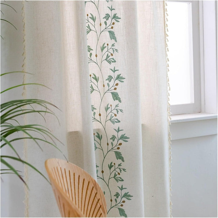 Lisslune | Willow Floral Elegance Tassel Curtain