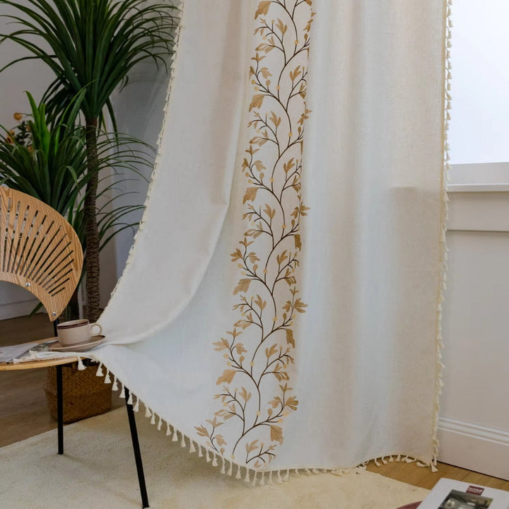 Lisslune | Willow Floral Elegance Tassel Curtain
