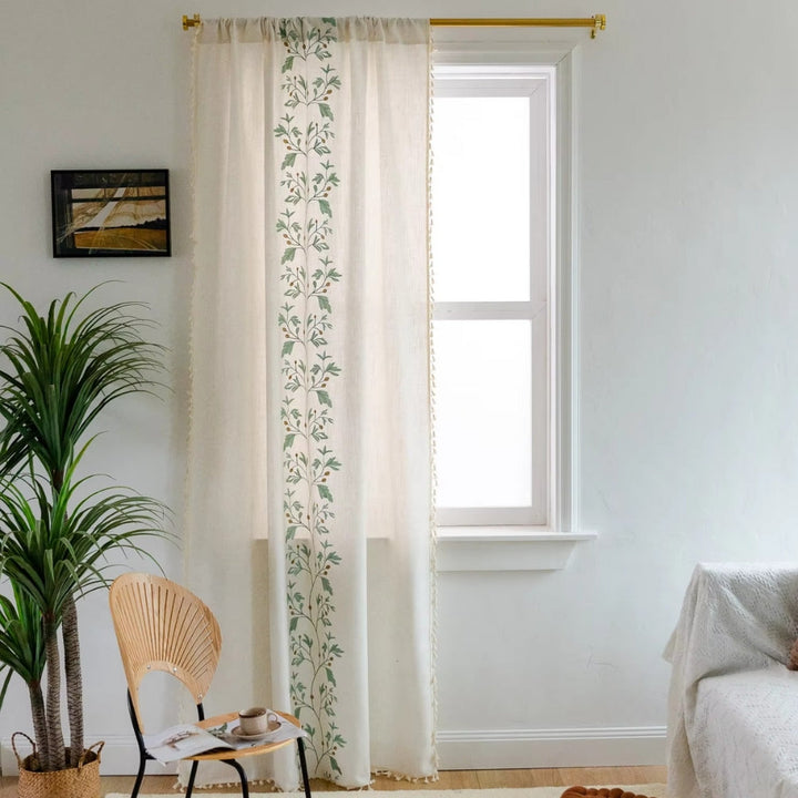 Lisslune | Willow Floral Elegance Tassel Curtain