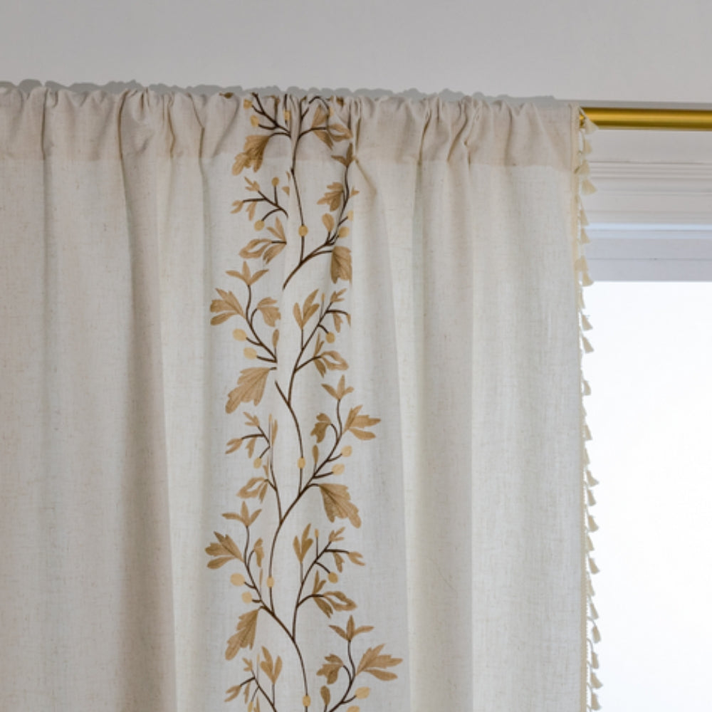 Lisslune | Willow Floral Elegance Tassel Curtain