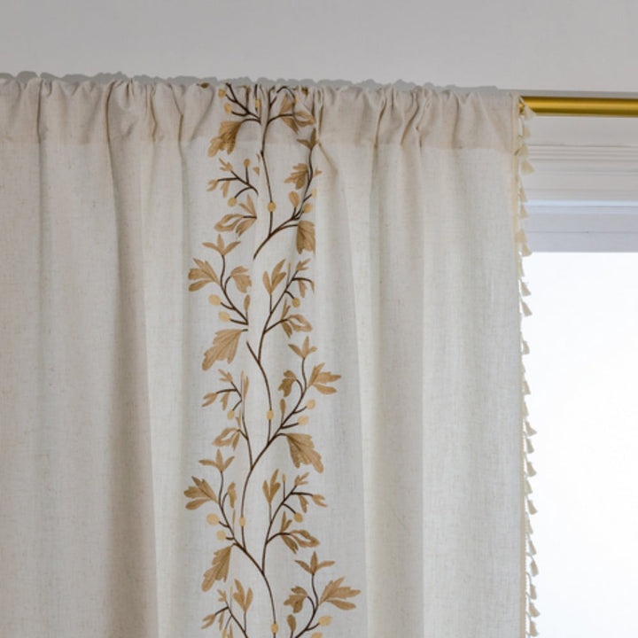 Lisslune | Willow Floral Elegance Tassel Curtain