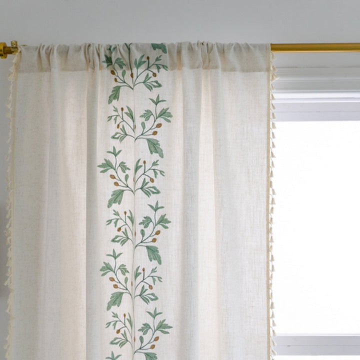 Lisslune | Willow Floral Elegance Tassel Curtain