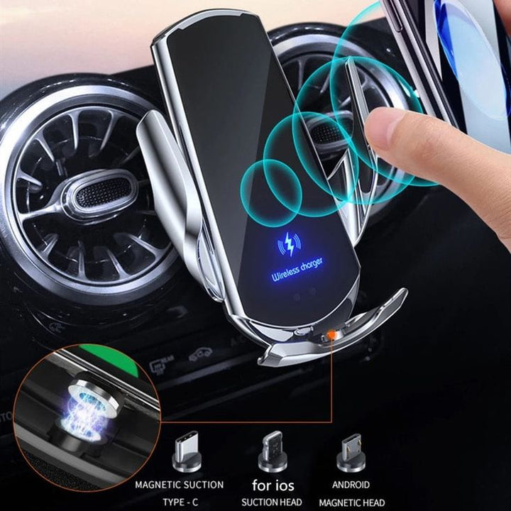 Lisslune | 2-in-1 Wireless Car Charger & Phone Holder Automatic Clamping - Fast Charging Secure Universal Compatibility Adjustable & Practical