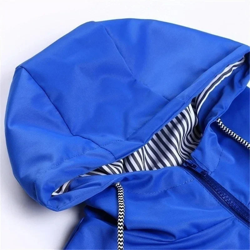 Lisslune | Women's Waterproof Hoodie Trench Coat with Waist Drawstring, Zipper, and Outer Pockets