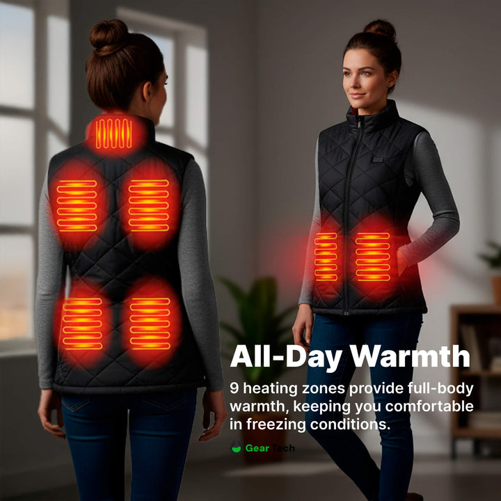 Lisslune | Women's Heated Gilet | 9 Heating Zones, Customisable Heat Settings & Lightweight Design for Cold Weather Activities