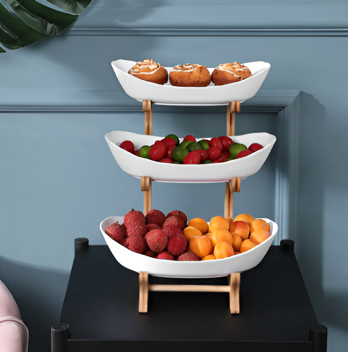 Lisslune | Wooden Tiered Fruit Bowl – Modern Multi-Layer Snack & Fruit Display Stand