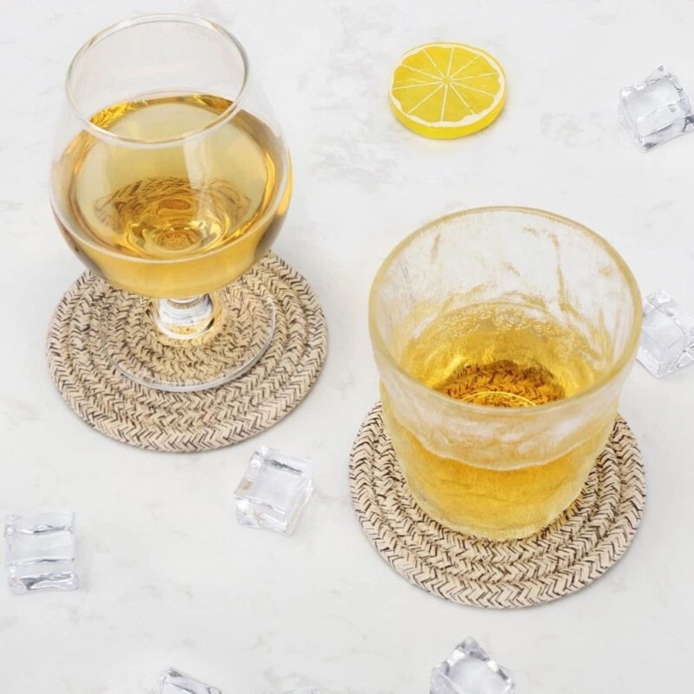 Lisslune | Woven Whirl Coaster Set | 8Pcs Set