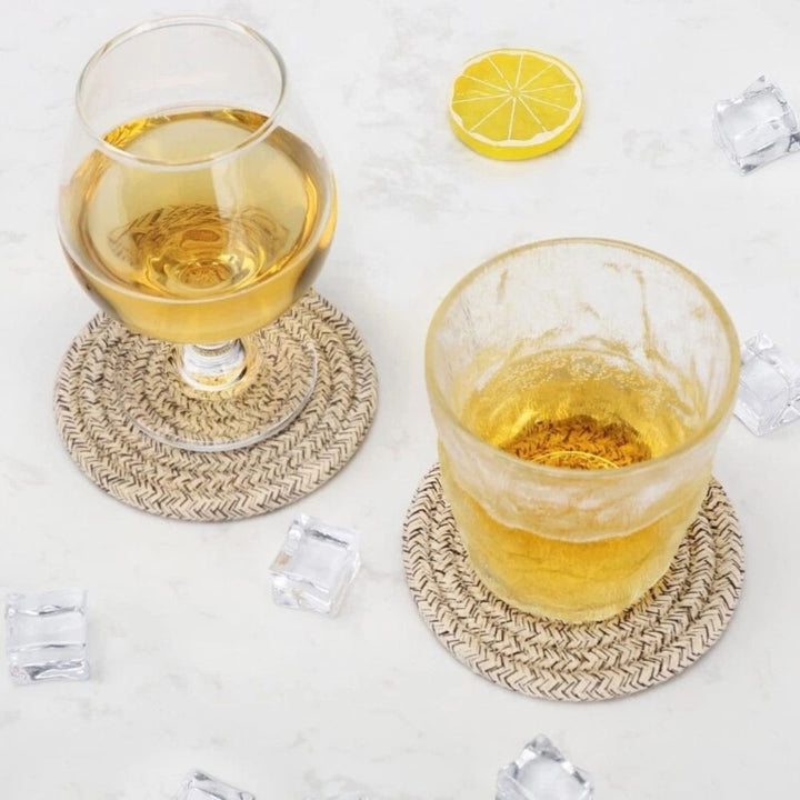 Lisslune | Woven Whirl Coaster Set | 8Pcs Set