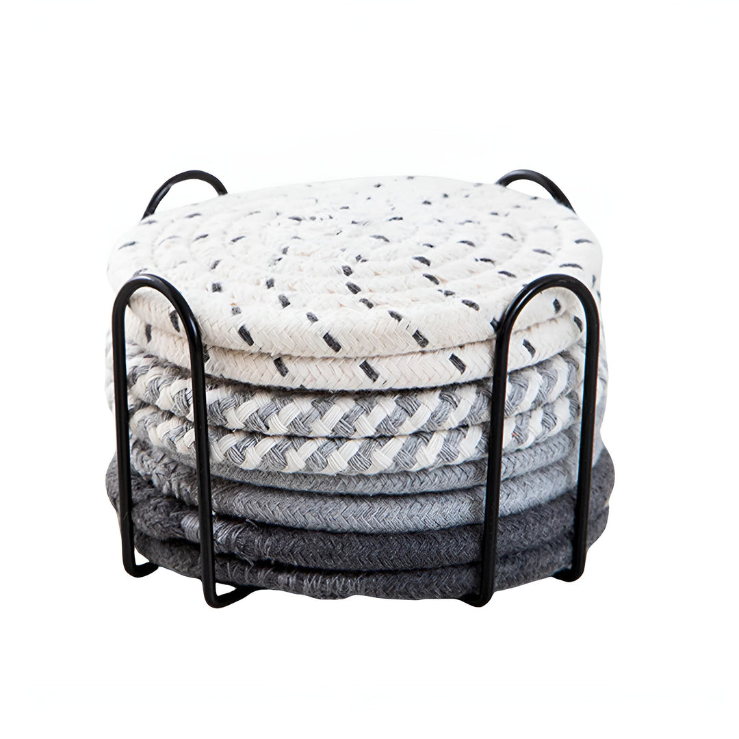 Lisslune | Woven Whirl Coaster Set | 8Pcs Set