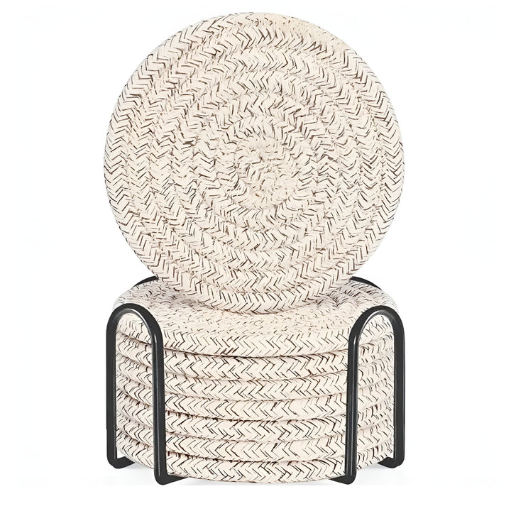 Lisslune | Woven Whirl Coaster Set | 8Pcs Set