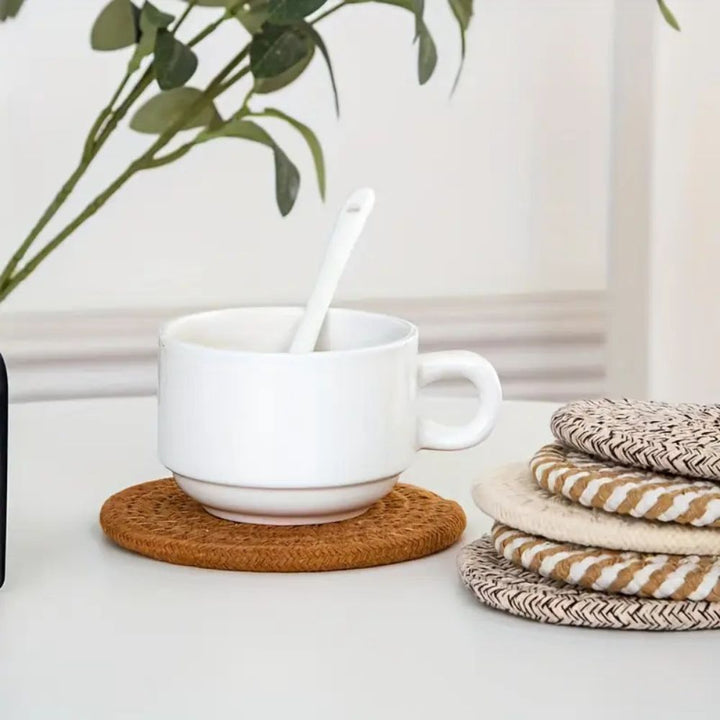 Lisslune | Woven Whirl Coaster Set | 8Pcs Set