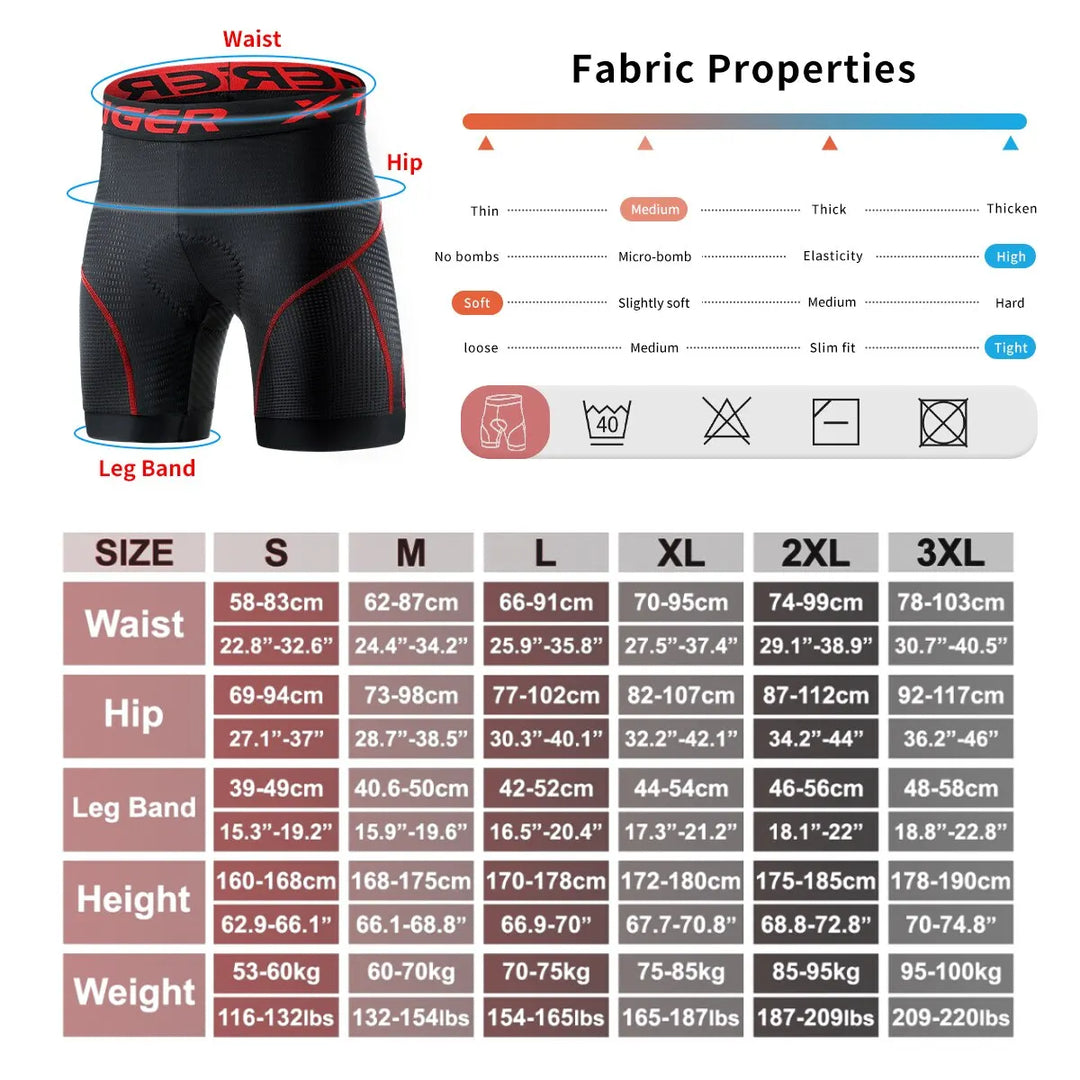 Lisslune | Breathable Mesh Cycling Shorts with Gel Padding | Shockproof Cycling Shorts for Men