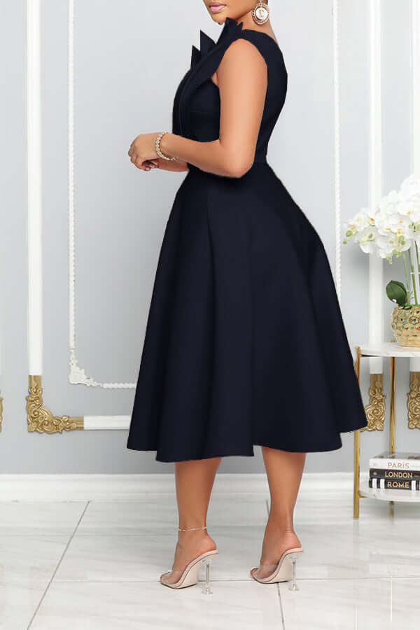 Lisslune | One Shoulder Midi Kleid Elegante A-Linie Passform Skulpturierte Details Festliche Kleidung