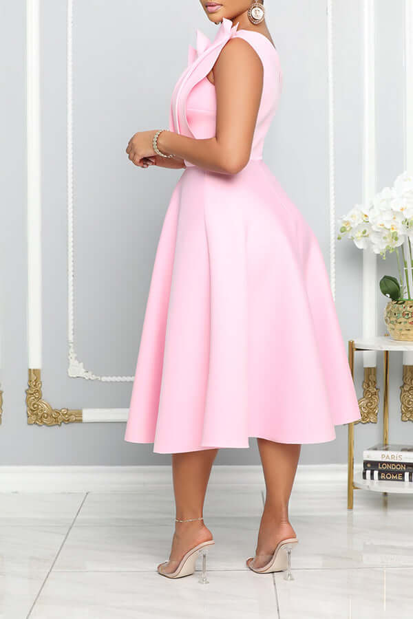 Lisslune | One Shoulder Midi Kleid Elegante A-Linie Passform Skulpturierte Details Festliche Kleidung
