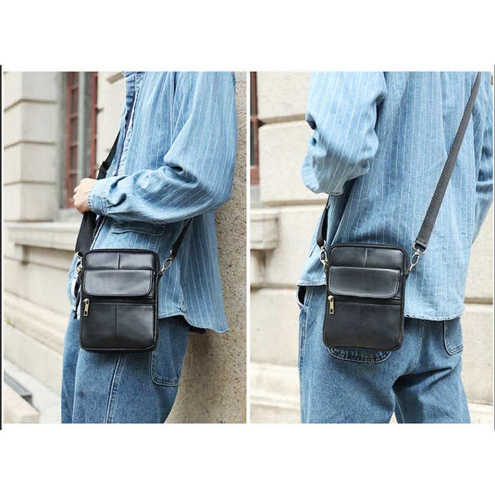 Lisslune | Men’s Small Genuine Leather Shoulder Bag – Compact Crossbody with Adjustable Strap