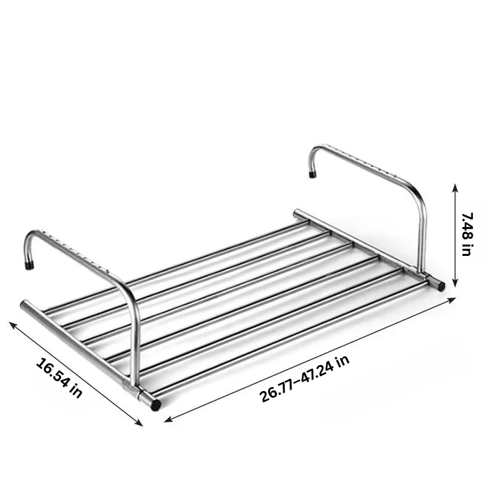 Lisslune | Stainless Steel Extendable Foldable Balcony Clothes Dryer