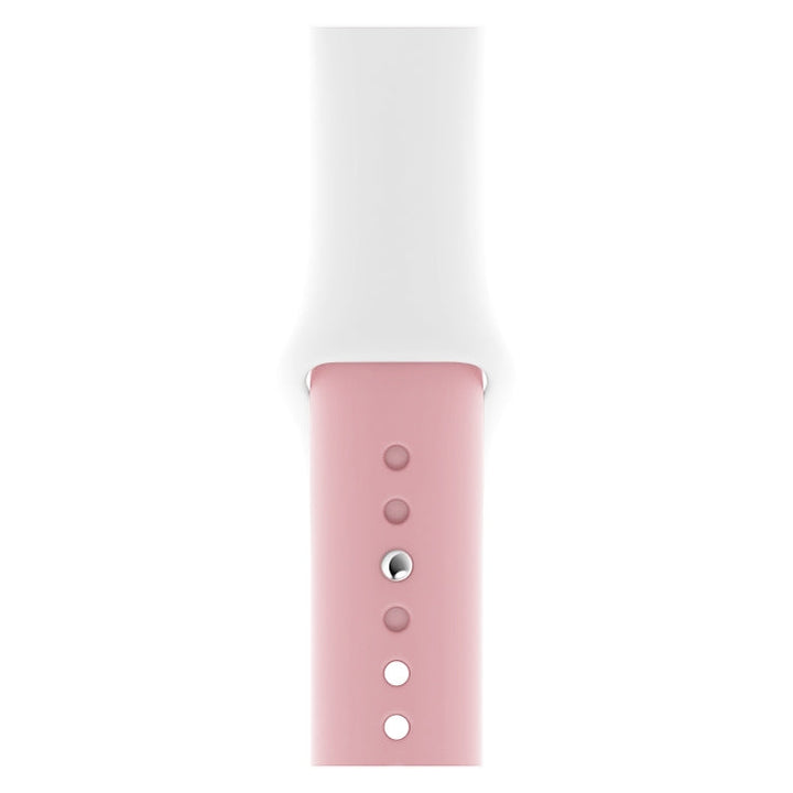 Lisslune | Double Colors Silicone Bracelet for Apple Watch Series 3 & 2 & 1 42mm (White + Light Pink)