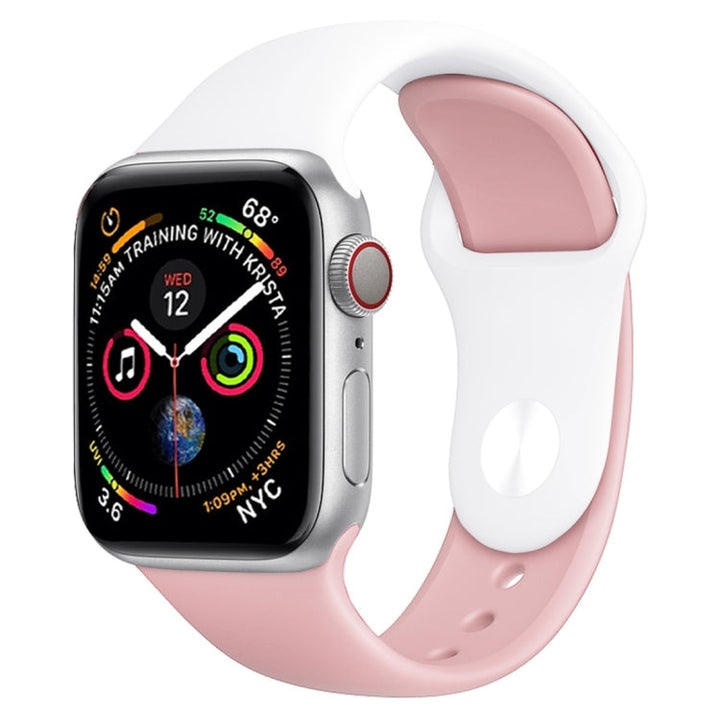 Lisslune | Double Colors Silicone Bracelet for Apple Watch Series 3 & 2 & 1 42mm (White + Light Pink)