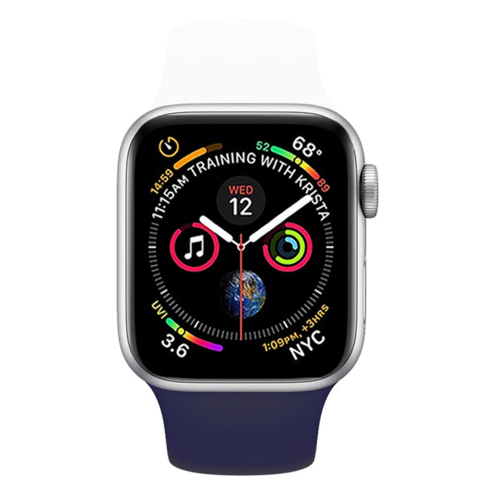 Lisslune | Dual Color Silicone Band for Apple Watch Series 3 & 2 & 1 42mm (White + Dark Blue)