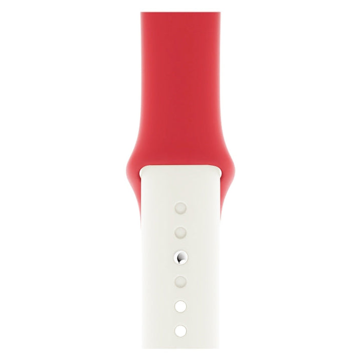 Lisslune | Double Colors Silicone Watch Band for Apple Watch Series 3 & 2 & 1 42mm (White+Red)