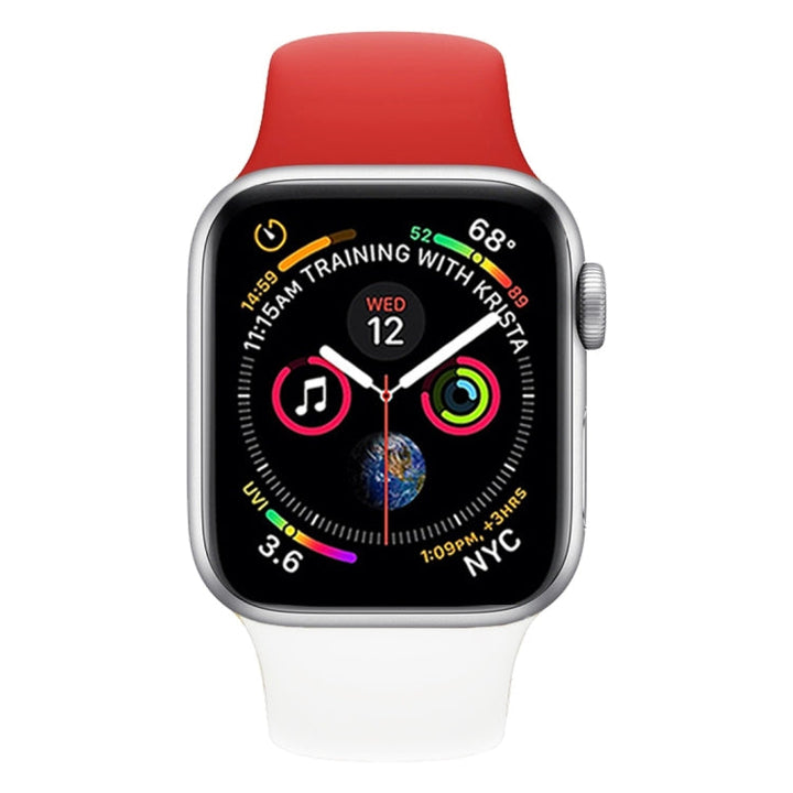 Lisslune | Double Colors Silicone Watch Band for Apple Watch Series 3 & 2 & 1 42mm (White+Red)