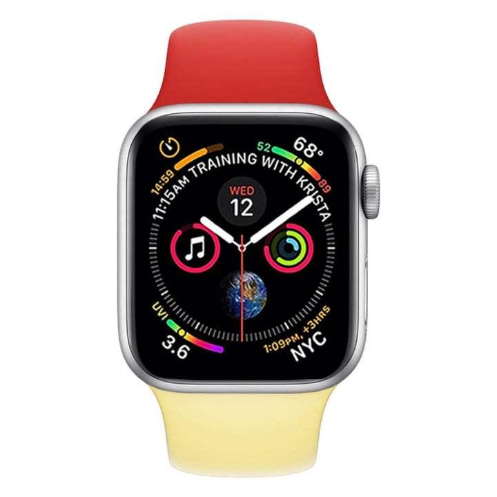 Lisslune | Double Color Silicone Watch Band for Apple Watch Series 3 & 2 & 1 42mm (Red + Yellow)