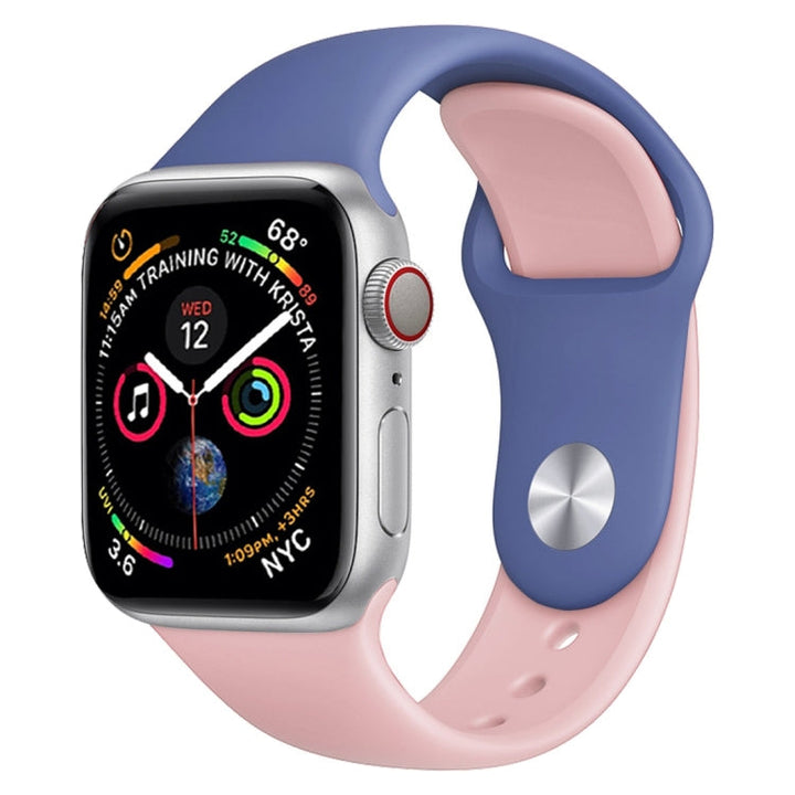 Lisslune | Double Color Silicone Watch Band for Apple Watch Series 3 & 2 & 1 42mm (Light Blue + Light Pink)