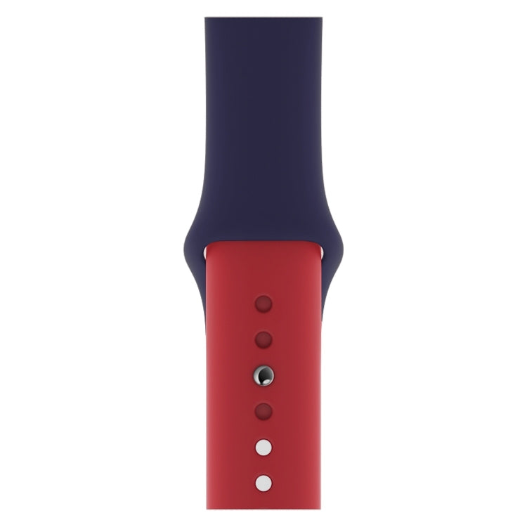 Lisslune | Two-color silicone watch band for Apple Watch Series 3 & 2 & 1 42mm (Dark Blue+Red)