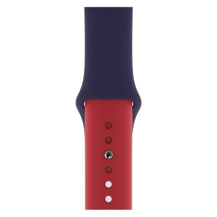 Lisslune | Two-color silicone watch band for Apple Watch Series 3 & 2 & 1 42mm (Dark Blue+Red)
