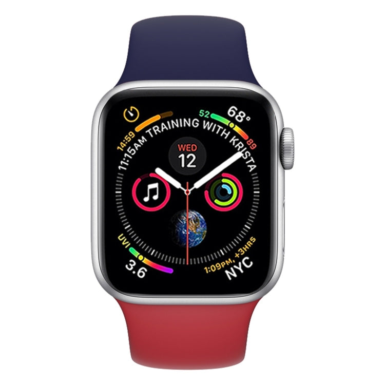 Lisslune | Two-color silicone watch band for Apple Watch Series 3 & 2 & 1 42mm (Dark Blue+Red)