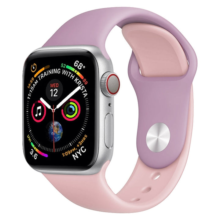 Lisslune | Double Color Silicone Watch Band for Apple Watch Series 3 & 2 & 1 42mm (Purple+Light Pink)